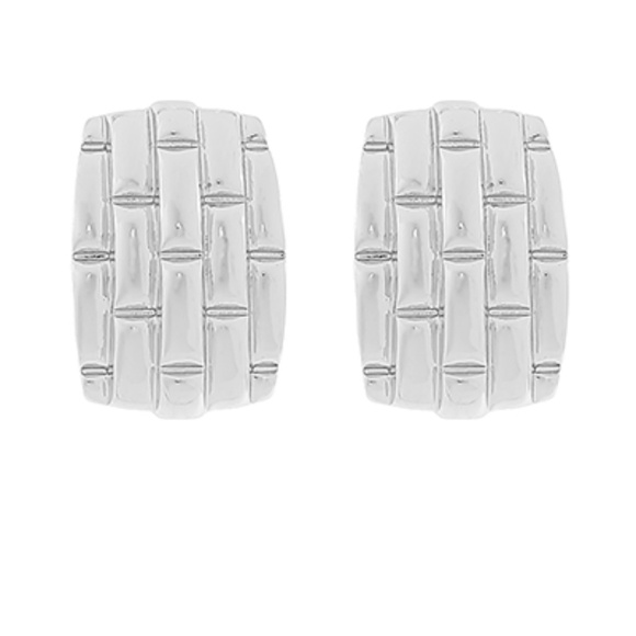 Watchband Textured CLIP ON Earrings - Picture 2 of 2